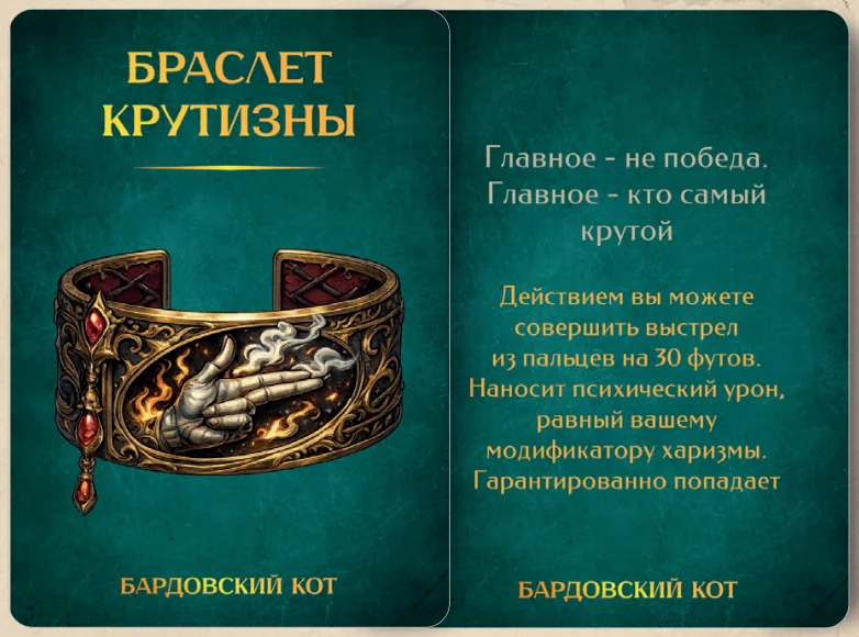 Карточка артефакта «Браслет крутизны»