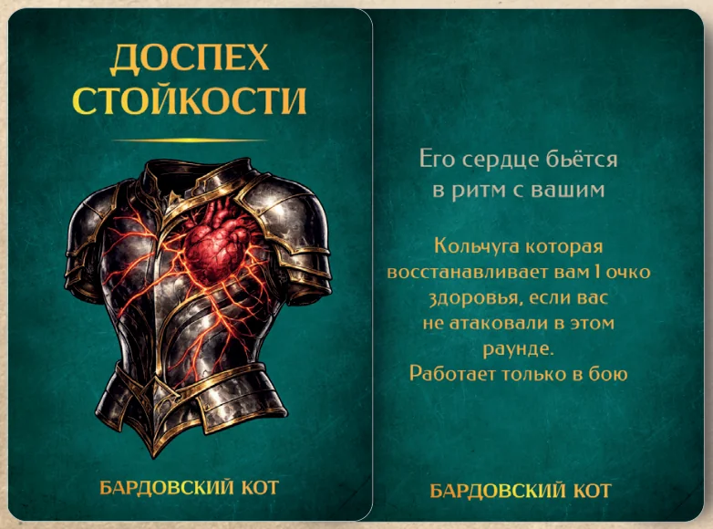 Карточка артефакта «Доспех стойкости»
