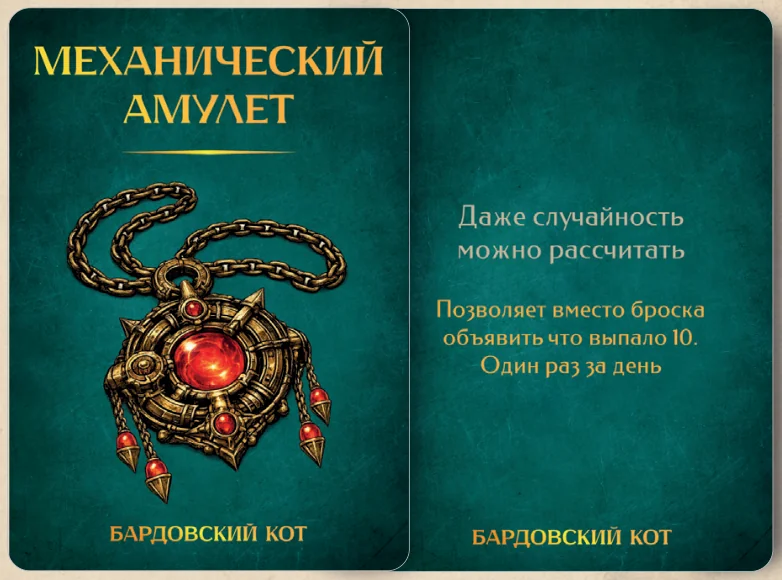 Карточка артефакта «Механический амулет»