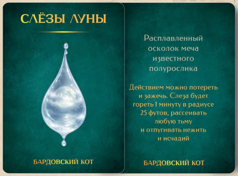 Карточка артефакта «Слёзы луны»