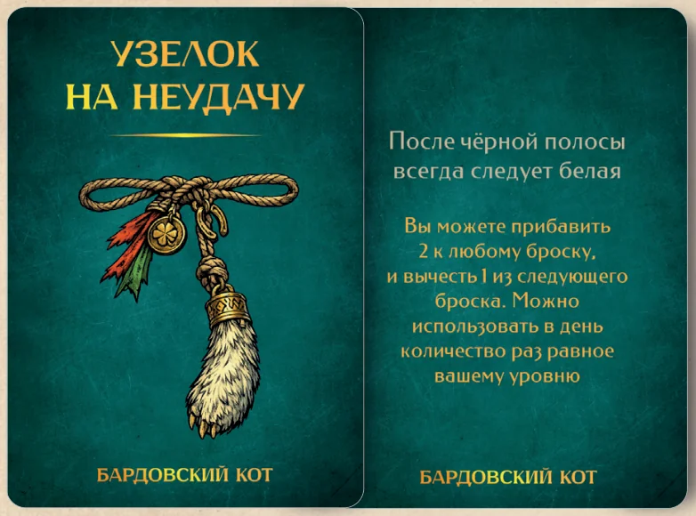Карточка артефакта «Узелок на неудачу»