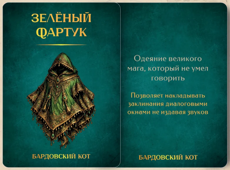 Карточка артефакта «Зелёный фартук»