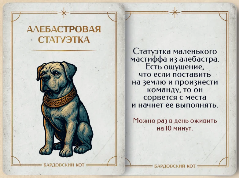 Карточка артефакта «Алебастровая статуэтка»