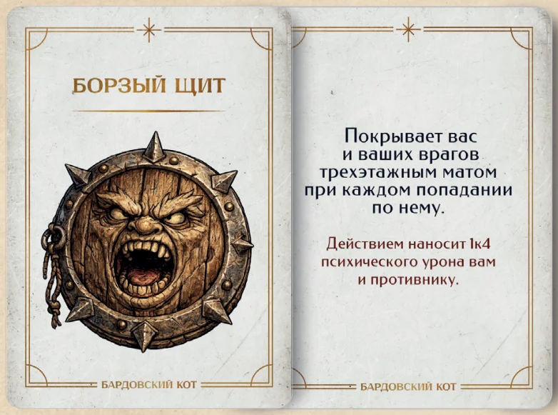 Карточка артефакта «Борзый щит»