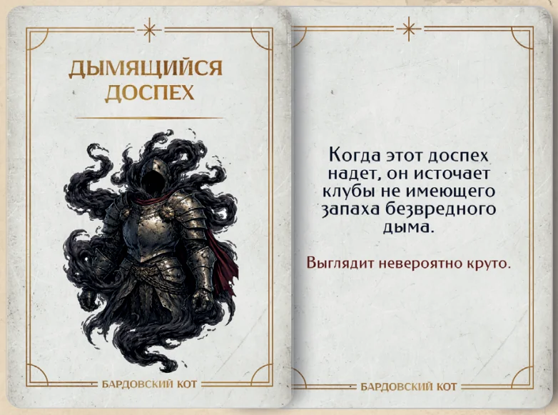 Карточка артефакта «Дымящийся доспех»