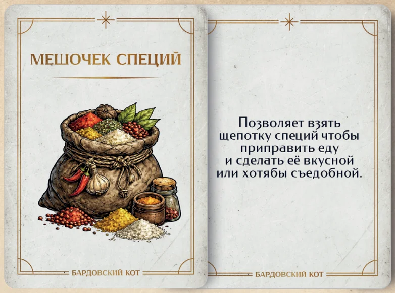Карточка артефакта «Мешочек специй»