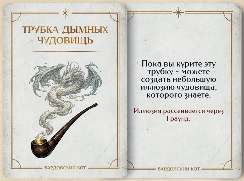 Карточка артефакта «Трубка дымных чудовищь»