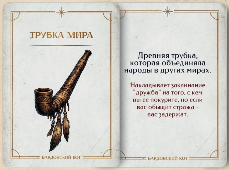 Карточка артефакта «Трубка мира»