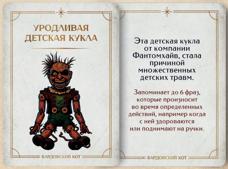 Карточка артефакта «Уродливая детская кукла»