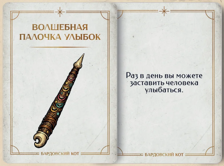 Карточка артефакта «Волшебная палочка улыбок»